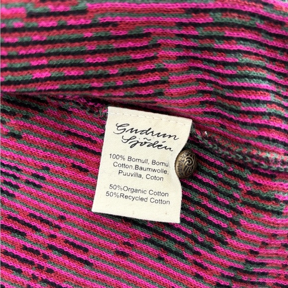 Gudrun Sjödén Knit Cardigan Sweater Medium Black Pink Floral Bold 50% Org Cotton - Picture 5 of 12